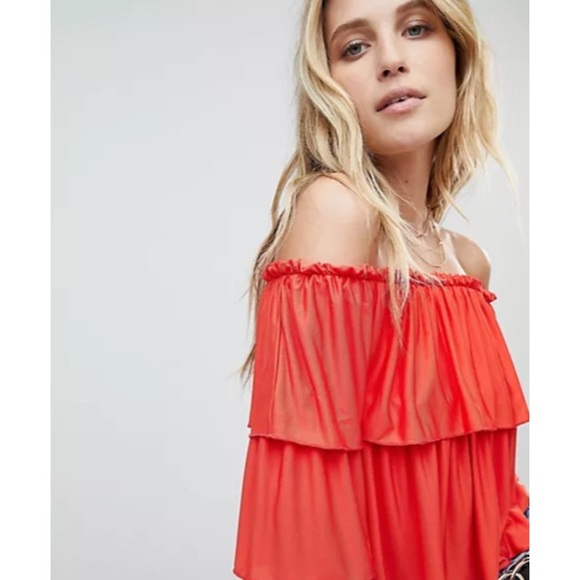 ASOS Crop Top Red with Ruffles - Picture 4 of 8